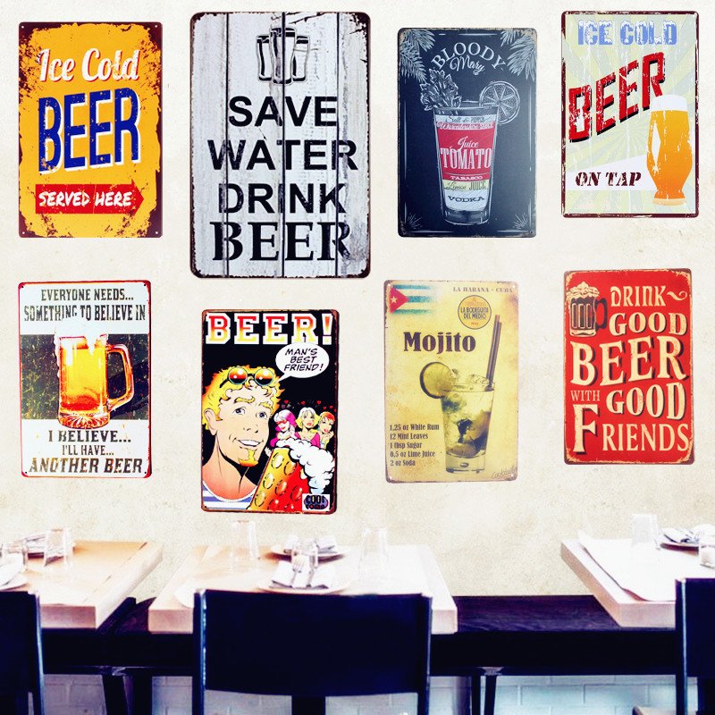 SAVE WATER DRINK BEER Tin Sign Vintage Metal Poster Decorative BAR Metal Plate P