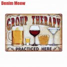 Beer Retro Metal Tin Sign Plaque Vintage GROUP THERAPY Painting Bar Pub Cafe Man
