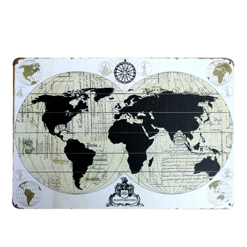 Shabby Chic Ancient Maps Wall Decor Metal Tin Sign Cafe Pub Club Gallery Poster