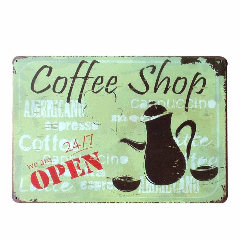 Coffee Time Metal Tin Sign - 15.8x4 Inch Retro Wall Decor For Kitchen, Cafe, Or Diner Style