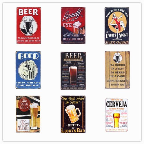 Tiki Bar OPEN Summer BEER Retro Metal Tin Signs Art Plaque Metal Painting Wall S