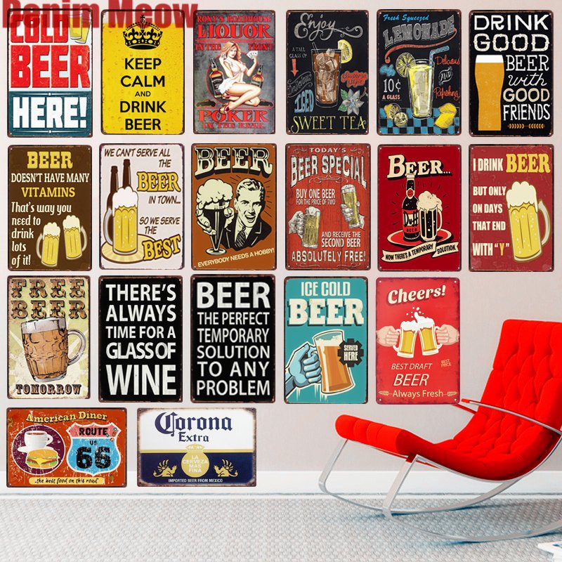 COLD BEER HERE  Plaque Vintage Metal Tin Signs Home Bar Pub Decorative Metal Pla