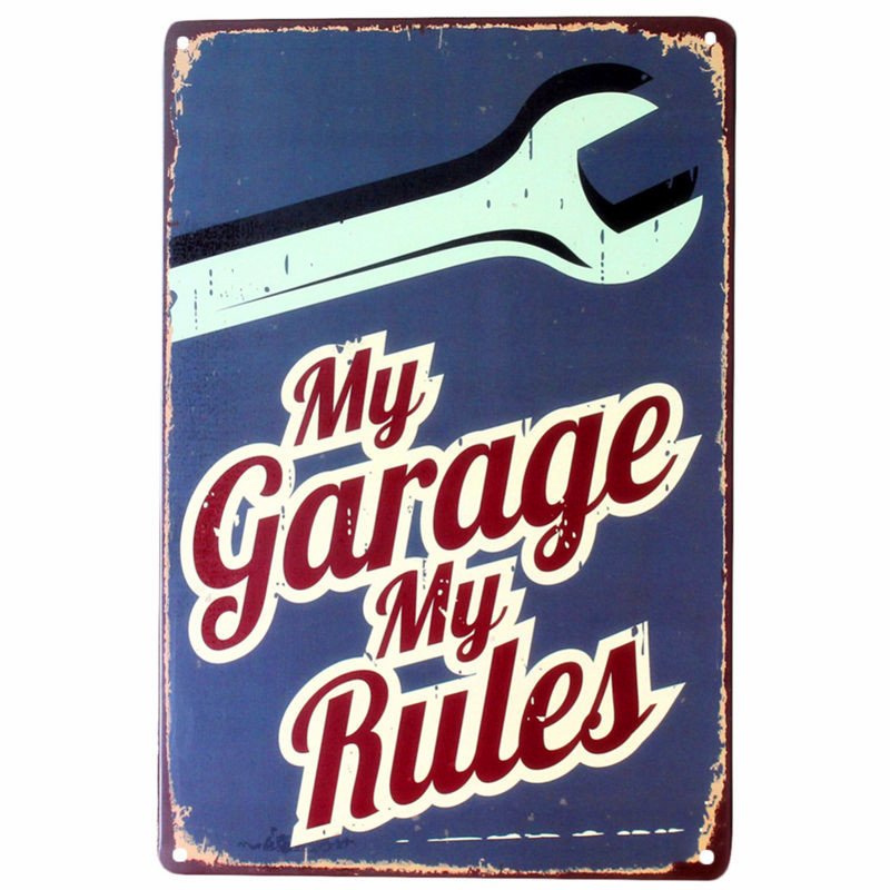 My Garage Rules Tin Sign Wall Decor Metal Art Poster Craft Pub Home Decoration W