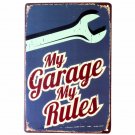 My Garage Rules Tin Sign Wall Decor Metal Art Poster Craft Pub Home Decoration W