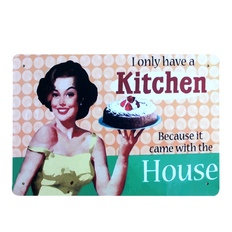 I Only Have A Kitchen Cake Lady Painting Bar House Decor Vintage Metal Sign Bake