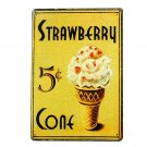 Strawberry Ice Cream Metal Vintage Tin Signs Retro Painting Home Decor Plate Caf