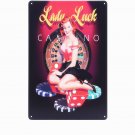 LUCK LADY Retro Metal Signs ART Poster Crafts LAS VEGAS Plates for Bar Pub Home
