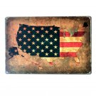 USA MAP Flag Tin Metal Signs Retro American Car Number Plates Wall Painting Post