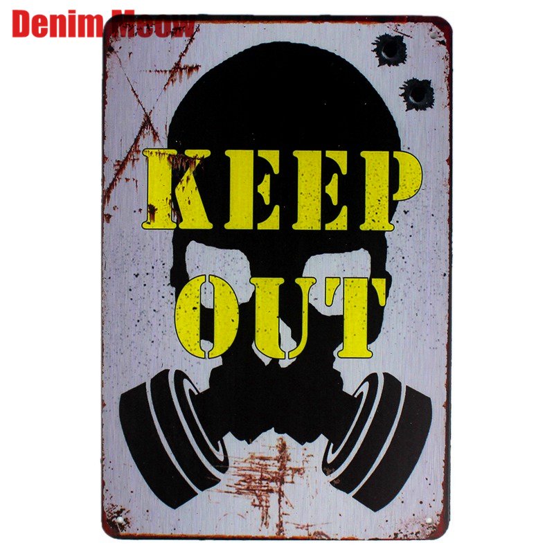 Plaque KEEP OUT Vintage Metal Signs Cafe Bar Pub Club Home Wall Decor ART Painti