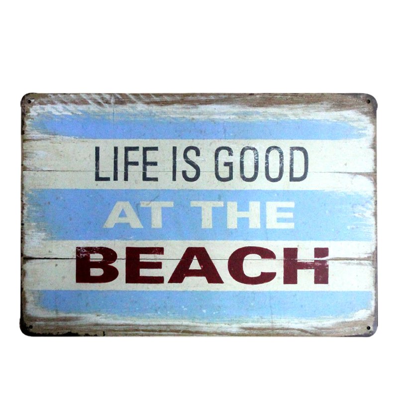 Life Is Good At Beach Plate Metal Signs Art Decor Painting Pub Cafe Bar Vintage