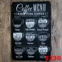 COFFEE MENU Retro Metal Tin Signs ART Poster Vintage Decorative Coffee Plates fo