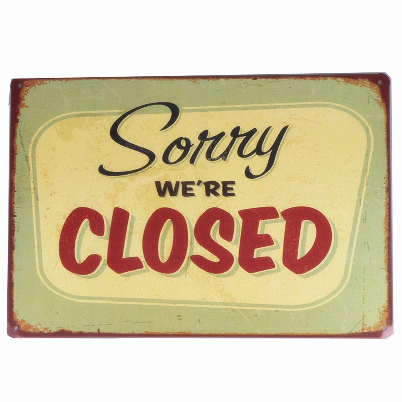 Sorry We Are Closed Letters Doorplate Vintage Tin Signs Retro Metal Plaque Tin P