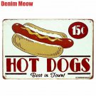 NEW HOT DOGS Plaque Vintage Metal Plates Bar Pub Cafe Home Decor Wall Stickers A