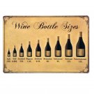 Wine Bottle Sizes Metal Tin Signs Vintage Home Decor Shabby Chic Wall Poster Iro