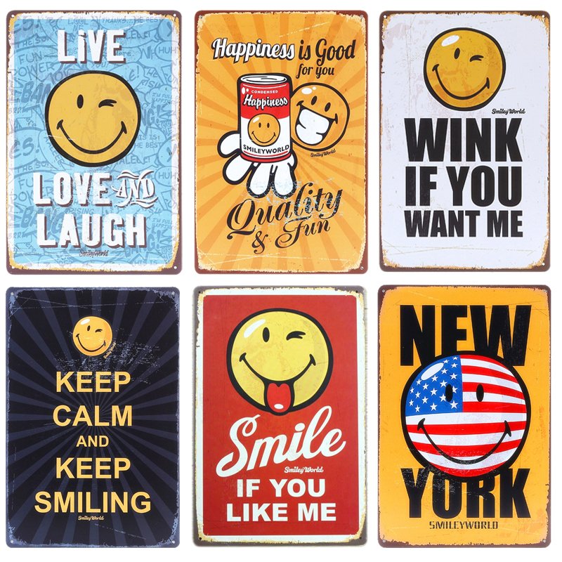 SMILE IF YOU LIKE ME Vintage Tin Signs Bar Pub Cafe Home Wall Decor Retro Metal