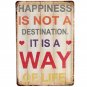 2017 New Home Decor Happy Means Art Words Metal Sign Wall Plate For Cafe Bar Roo