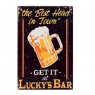 BEER Vintage Luckys Bar Metal Tin Sign Decor Home Party Wall Plaque ART Painting