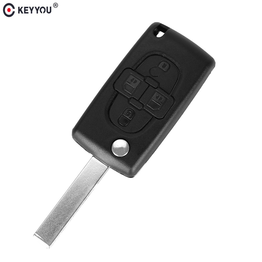 NEW 4 Buttons Flip Floding Remote Key Fob Case Shell Fob For Peugeot 1007 For