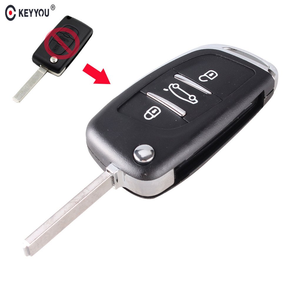 NEW Modified 3 Buttons Flip Remote Key Shell Cover Uncut Blade Without Groove
