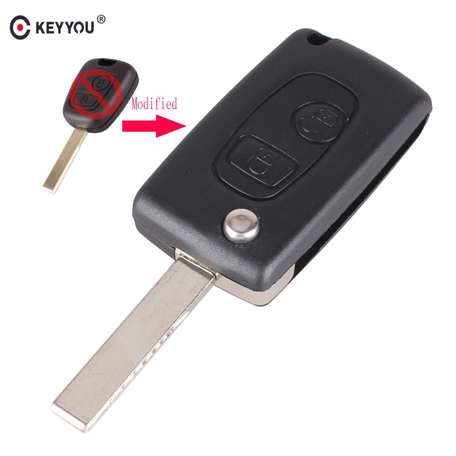 NEW Modified Remote Entry Key Fob Shell Case 2 Buttons For Peugeot 307 107 20