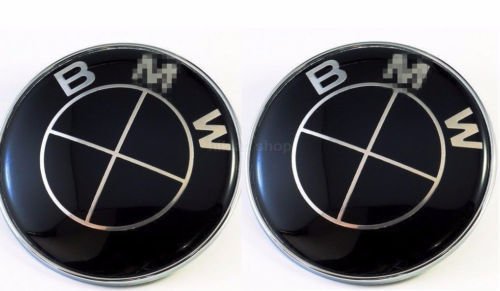 2x FITS FOR BMW 82mm Car Emblem Black Front Badge Logo 2 Pins Hood/Trunk