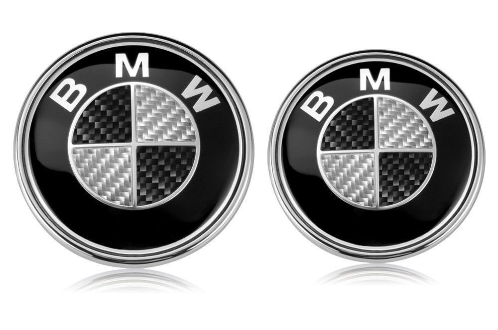 2pcs Carbon Emblem Badge Logo 82mm Hood 74mm Trunk Bmw E36 E46 E60 E82 E87 E90