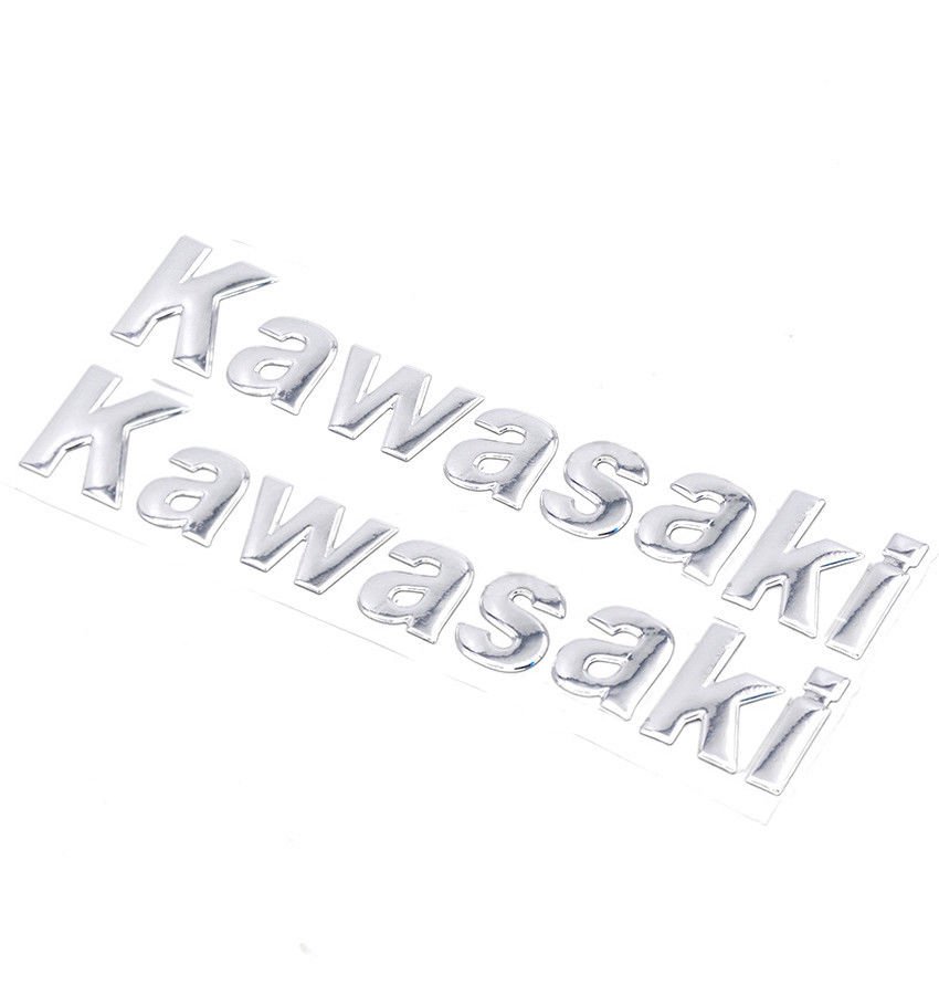 Kawasaki Sticker Logo Motorcycle Chrome Silver Tank Decal Emblem 3D