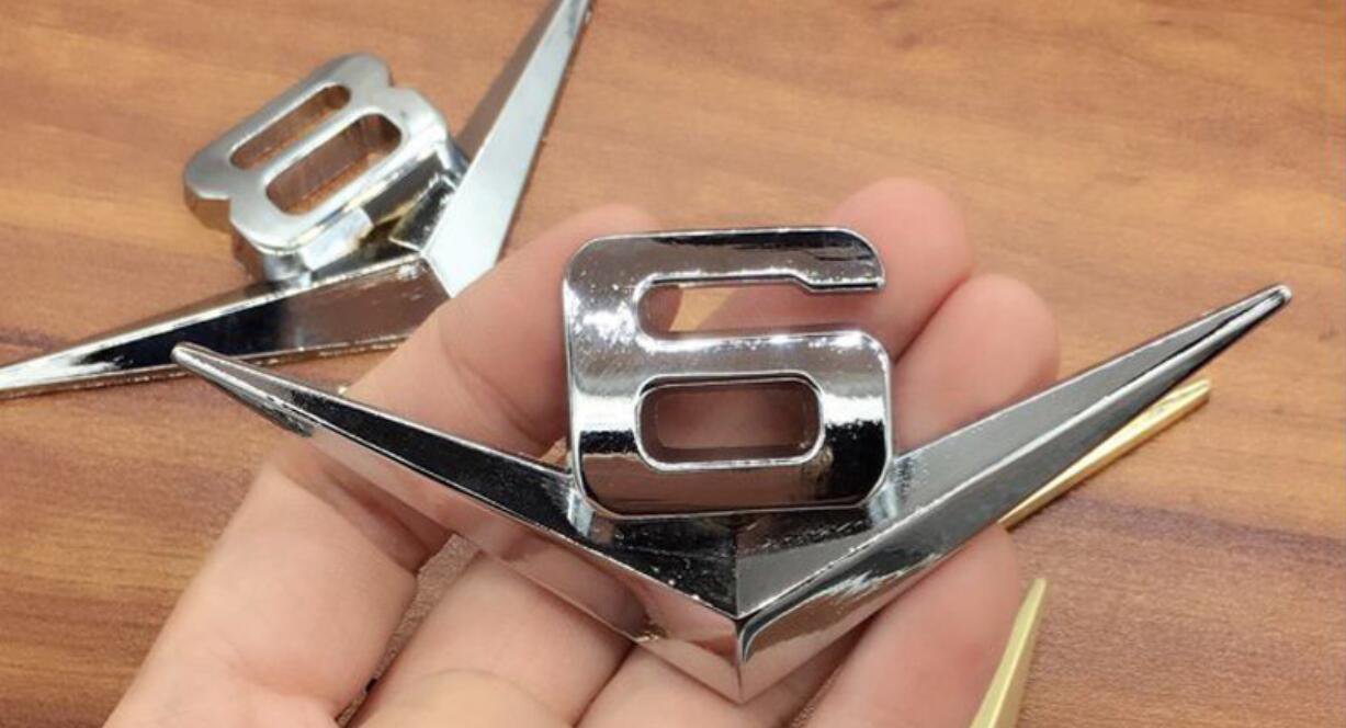 2X Chrome Metal ""V6""""V8""Car Auto Universal Emblem Badge Sticker Decal for Logo