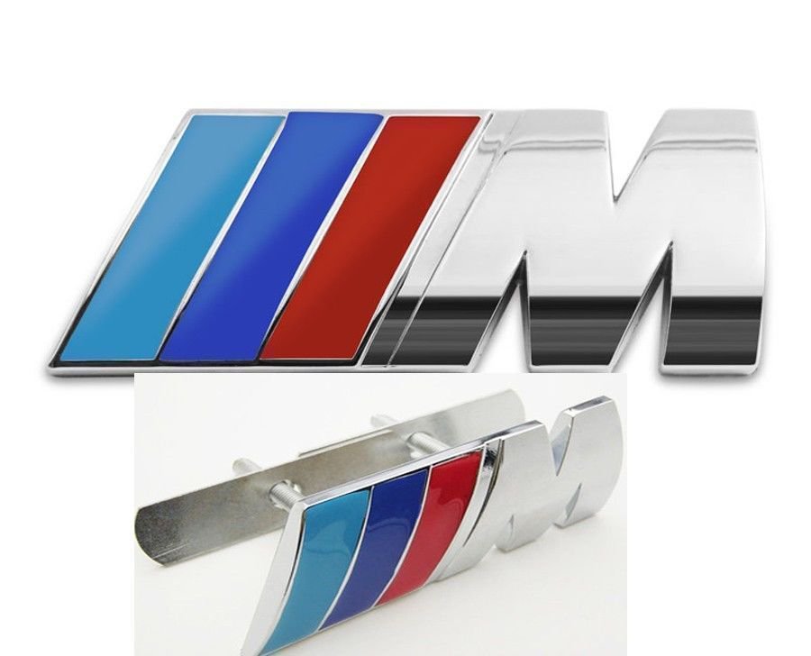 3D Front Grill Metal Emblem + Rear Logo Sticker For BMW M Series Badge