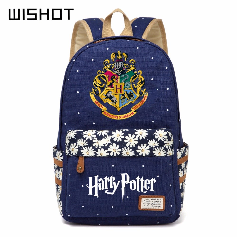 NEW Harry Potter Canvas bag Flowers wave point Rucksacks backpack Girls women
