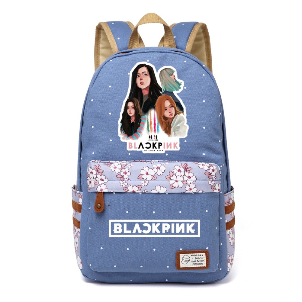 NEW KPOP Blackpink Canvas bag Flower wave point Rucksacks backpack Girls Kid