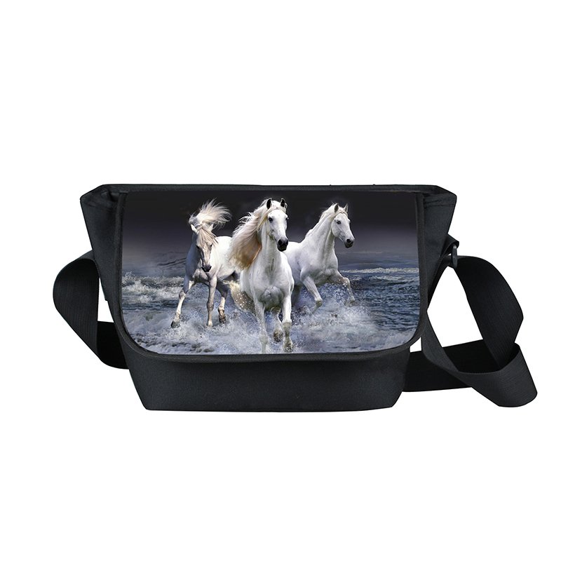 High Quality Teenager boys Messenger Bag Animal Horse Print Crossbodybag for Wom