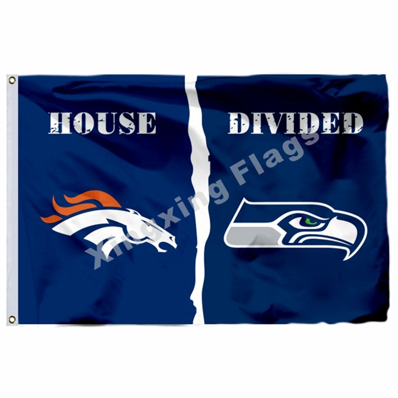 Denver Broncos Seattle Seahawks House Divided Flag 3ft x 5ft Polyester
