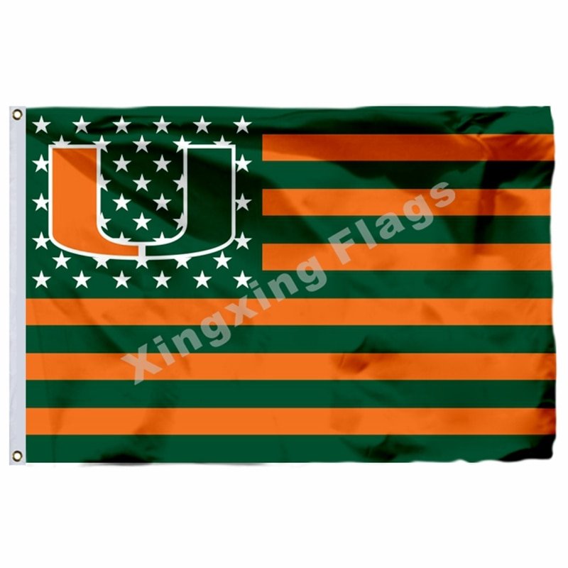 Miami Hurricanes Flag 3ft X 5ft Polyester NCAA Banner Carolina Hurricanes Flying