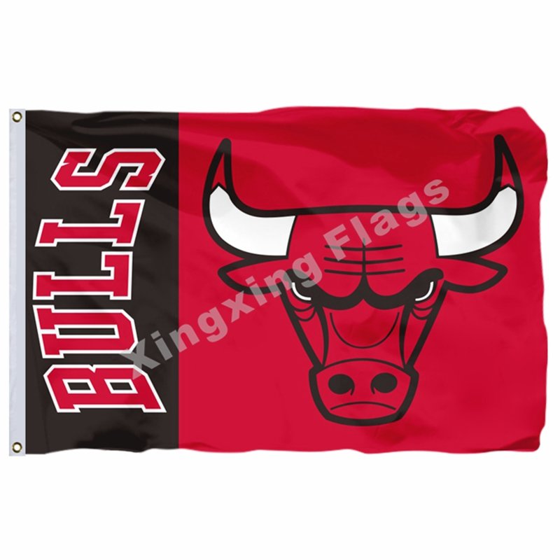 Chicago Bulls Wordmark Flag 3ft x 5ft Polyester NBA Chicago Bulls Banner Flying