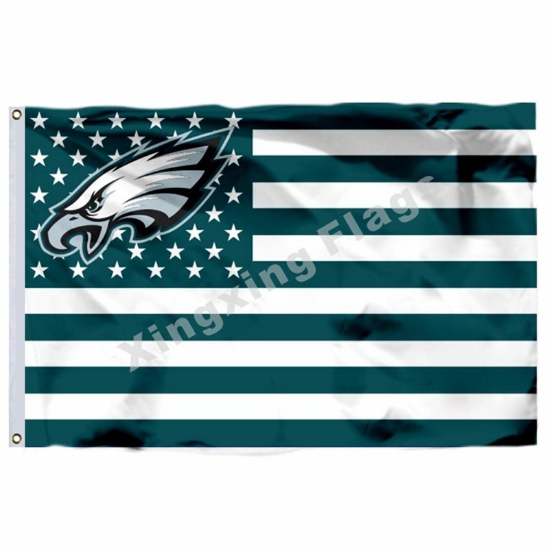Philadelphia Eagles With Modified US Flag 3ft X 5ft Polyester NFL Banner Flying