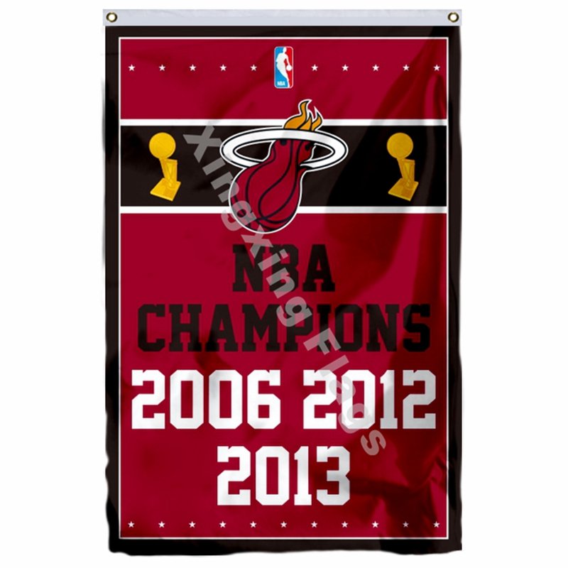 Miami Heat World Champions Flag 3ft X 5ft Polyester NBA1 Banner Flying Size No.4