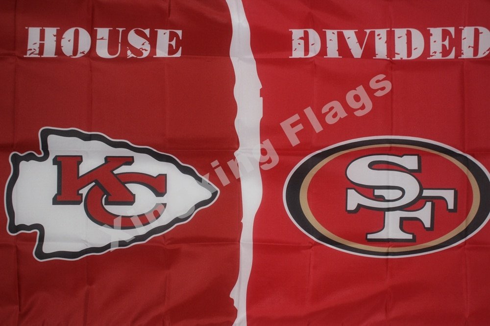 Kansas City Chiefs San Francisco 49ers House Divided Flag 3ft X 5ft