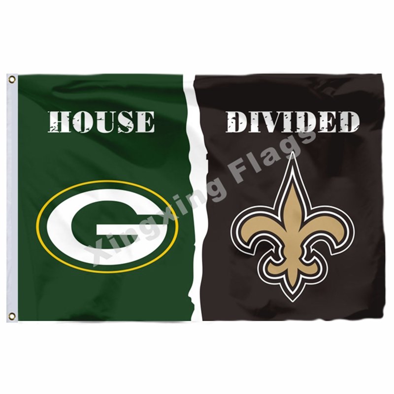 Green Bay Packers New Orleans Saints House Divided Flag 3ft X 5ft Polyester NFL1