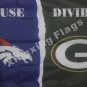 Denver Broncos Green Bay Packers House Divided Flag 3ft X 5ft Polyester NFL1 Ban