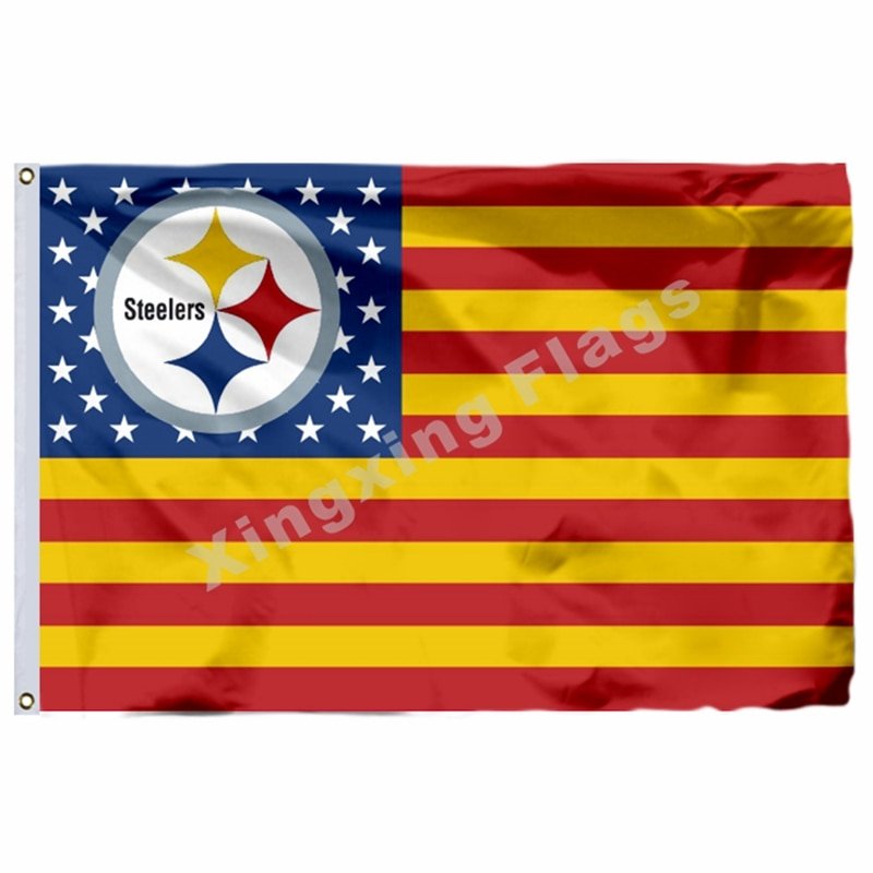 NFL Pittsburgh Steelers Flag Banner With Modified US Flag 3ft X 5ft ...