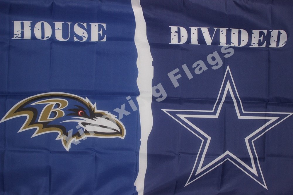 Baltimore Ravens Dallas Cowboys House Divided Flag 3ft X 5ft Polyester
