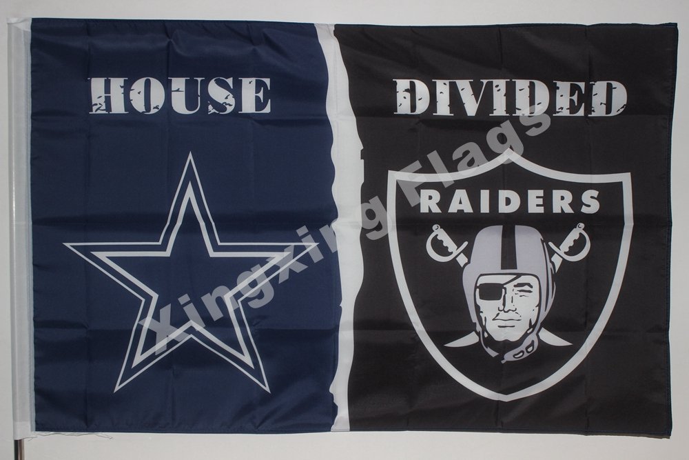 Dallas Cowboys Oakland Raiders House Divided Flag 3ft X 5ft Polyester NFL1 Banne