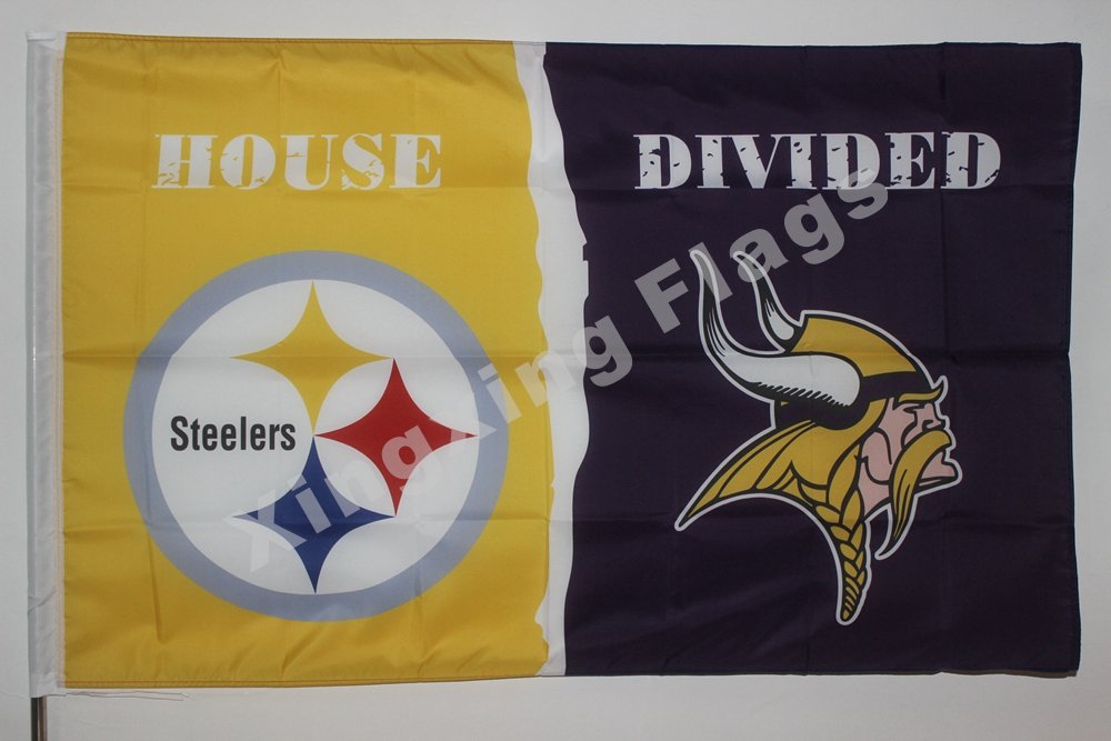 Pittsburgh Steelers Minnesota Vikings House Divided Flag 3ft X 5ft ...