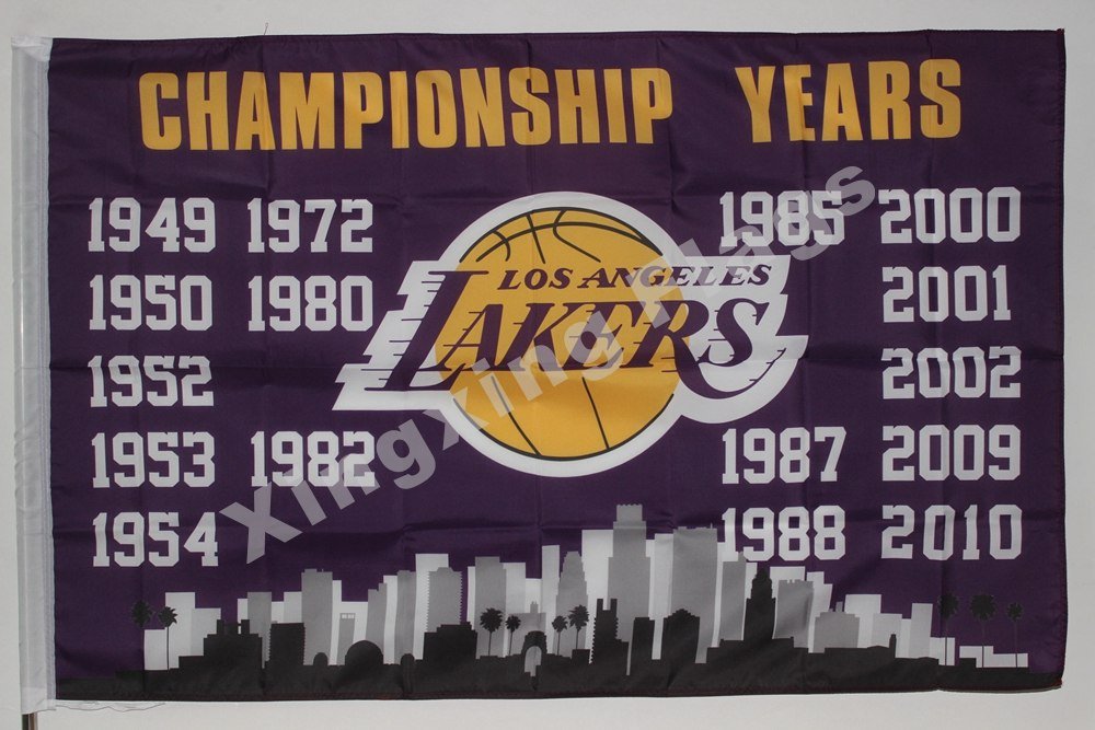 Los Angeles Lakers Championship Years Flag 3ft X 5ft Polyester NBA1 Team Banner