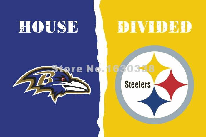 Baltimore Ravens Pittsburgh Steelers House Divided Flag 3ft X 5ft
