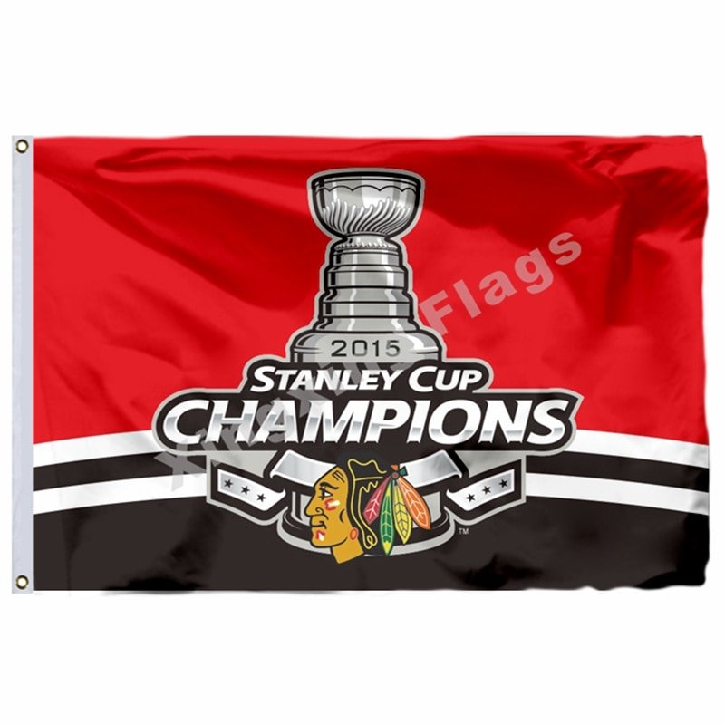 Chicago Blackhawks Stanley Cup Champions 2015 Flag 3ft X 5ft Polyester ...