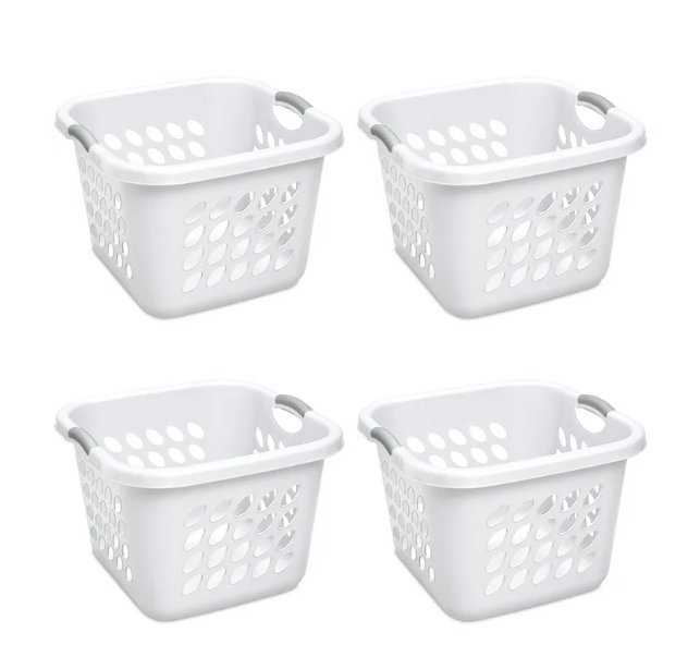 Sterilite 1.5 Bushel Ultra&acirc;�&cent; Square Laundry Basket Plastic Adult, White, Set of 4