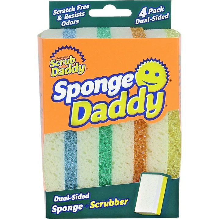 (4 pack) Scrub Daddy Sponge Daddy Dual-Sided Non-Scratch, 4 Count Sponges USA Store