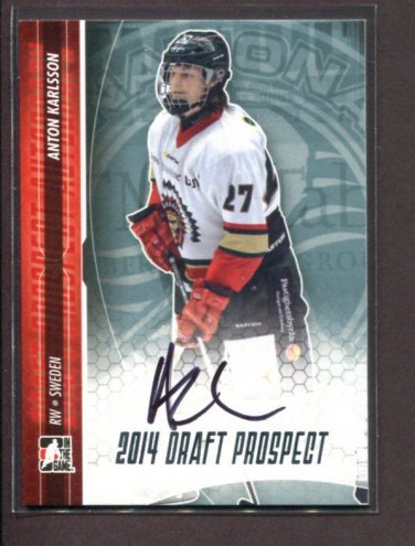 2014 ITG Hockey Draft Prospects AUTOGRAPH  Anton Karlsson  #A-AkA2